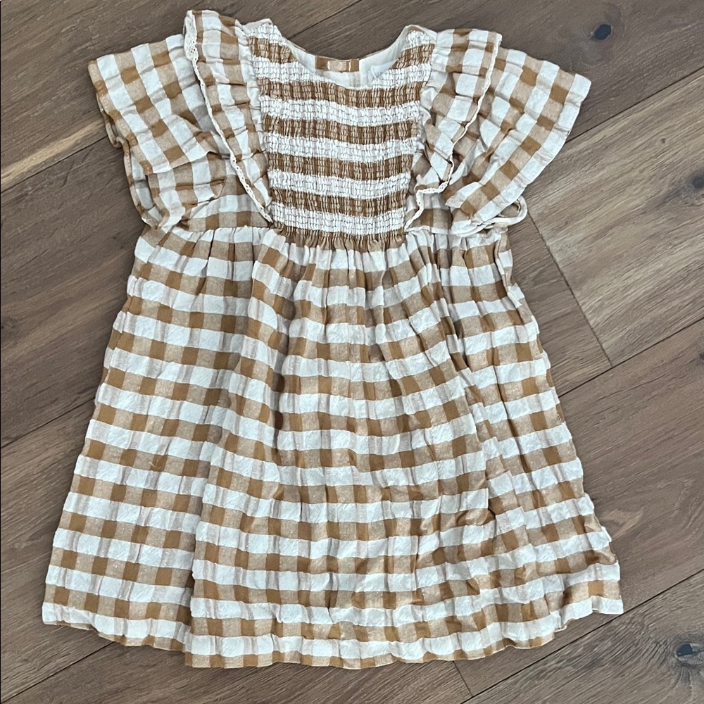 Zara checkered gold/off white 4/5 dress.